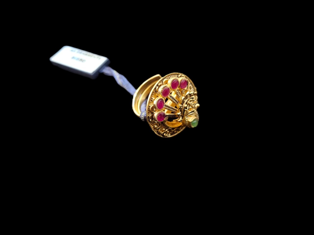 Royal Peacock Feather Cocktail Ring